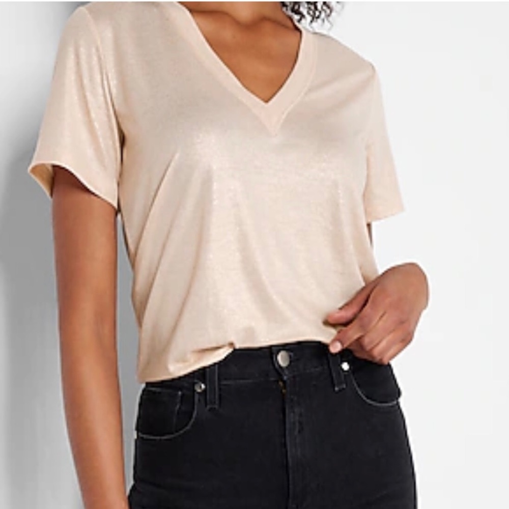 Express Skimming Linen-Blend V-Neck Tee